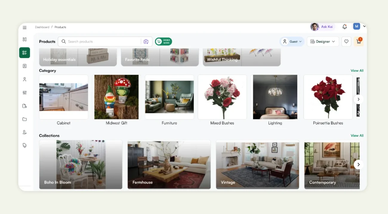 A rep accessing a catalog in WizCommerce A rep accessing a catalog in WizCommerce