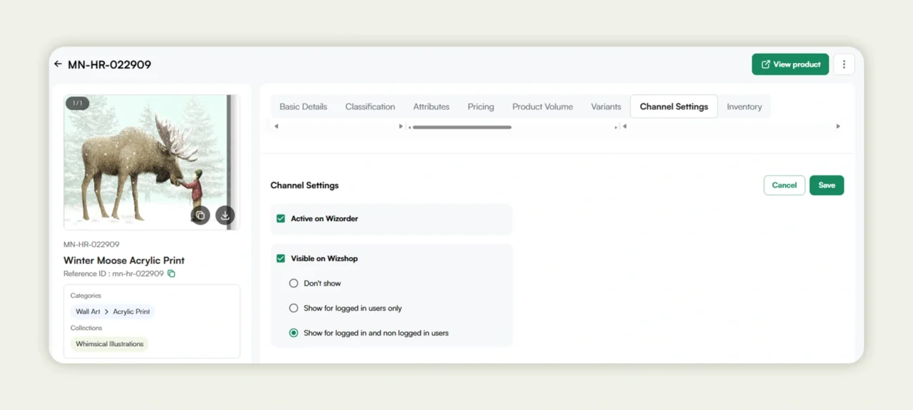 Adjusting product visibility in WizCommerce
