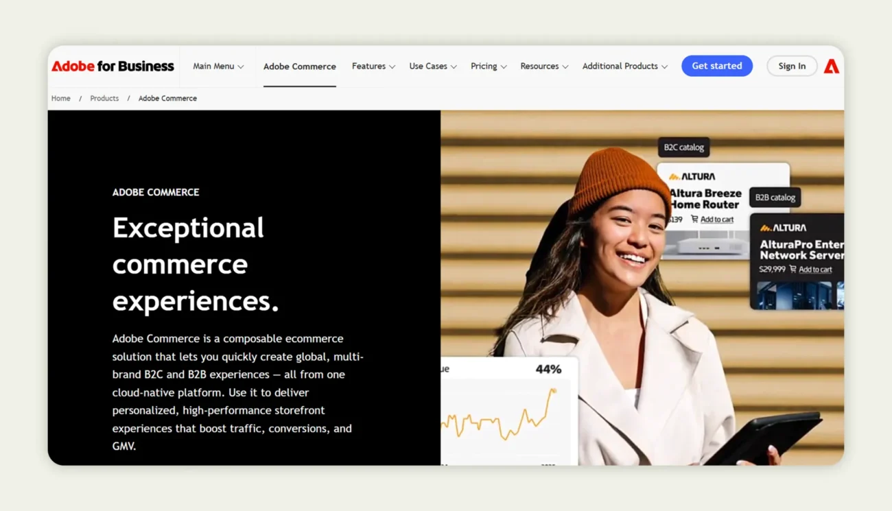 Adobe Commerce homepage