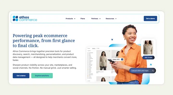 Athos Commerce is an AI-powered search and product discovery engine for ecommerce sites Athos Commerce is an AI-powered search and product discovery engine for ecommerce sites
