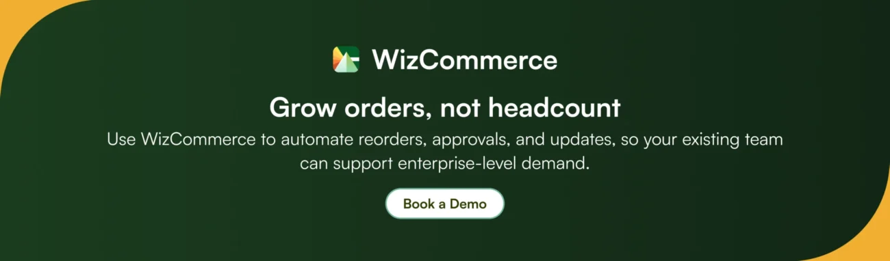 Banner highlighting WizCommerce automation to support growth in wholesale operations.