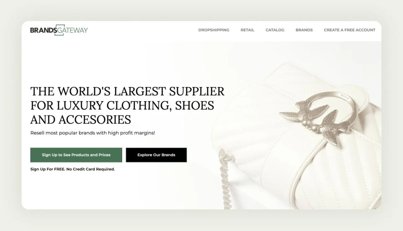 Brandsgateway luxury fashion wholesale platform showing designer brands and premium product catalog Brandsgateway luxury fashion wholesale platform showing designer brands and premium product catalog