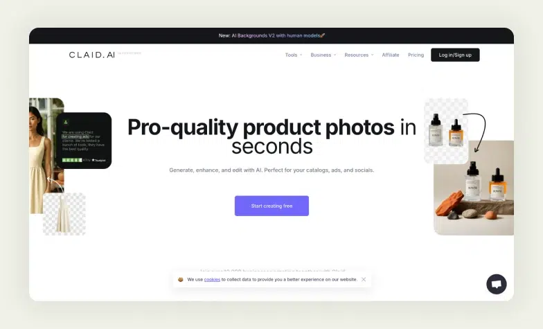 Clad.ai homepage Clad.ai homepage