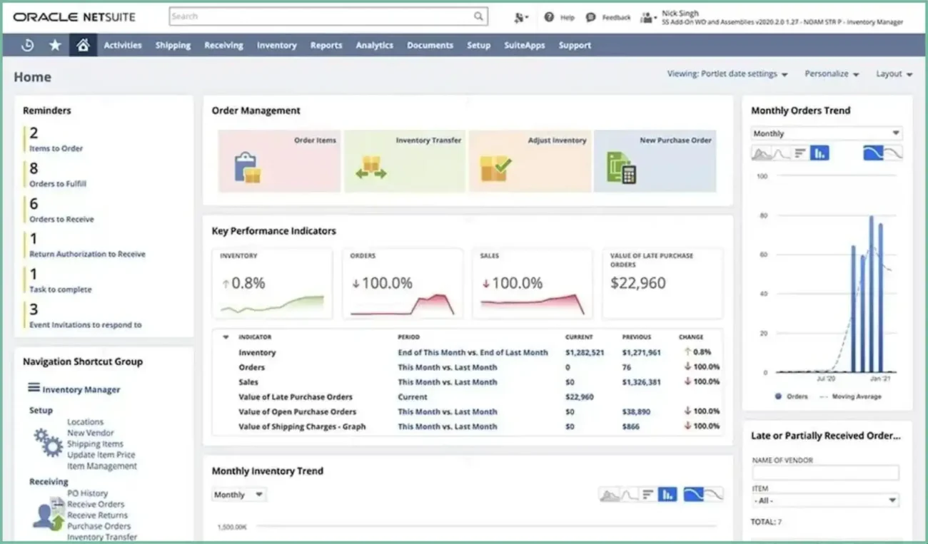 Cloud-based ERP and CRM platform offering integrated business management and financial tools.