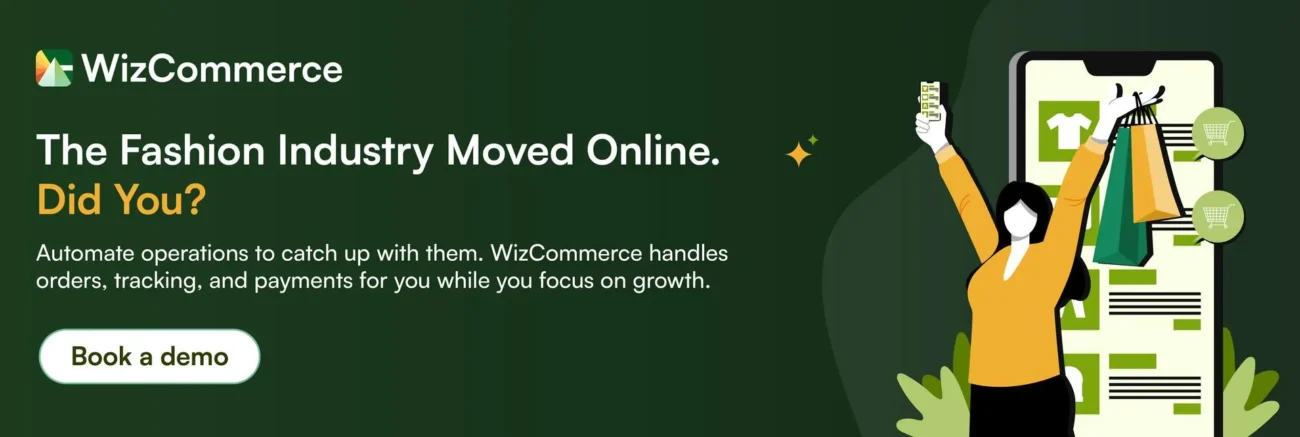 Fashion buyer ordering online as wholesaler monitors digital dashboard with WizCommerce Fashion buyer ordering online as wholesaler monitors digital dashboard with WizCommerce