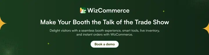 Food vendor booth with interactive displays and visitors placing orders using WizCommerce 
