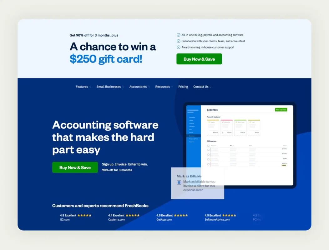 FreshBooks accounting software for time tracking and client management