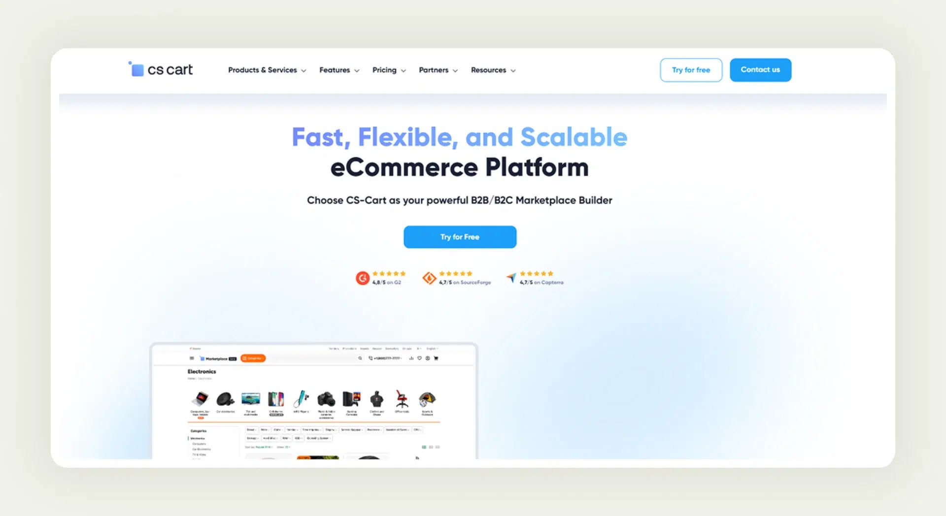 Homepage of CS-Cart Homepage of CS-Cart