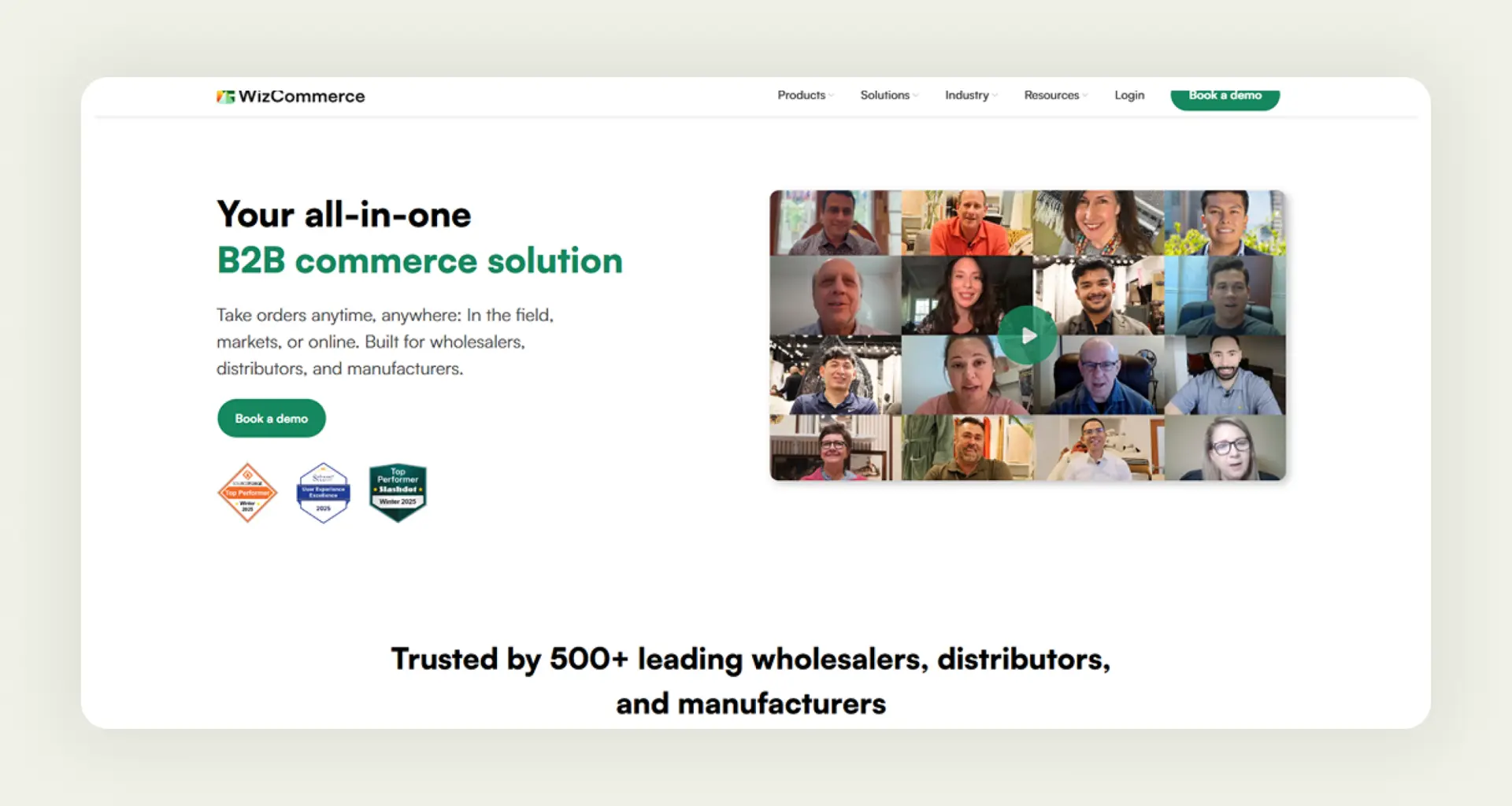 Homepage of WizCommerce