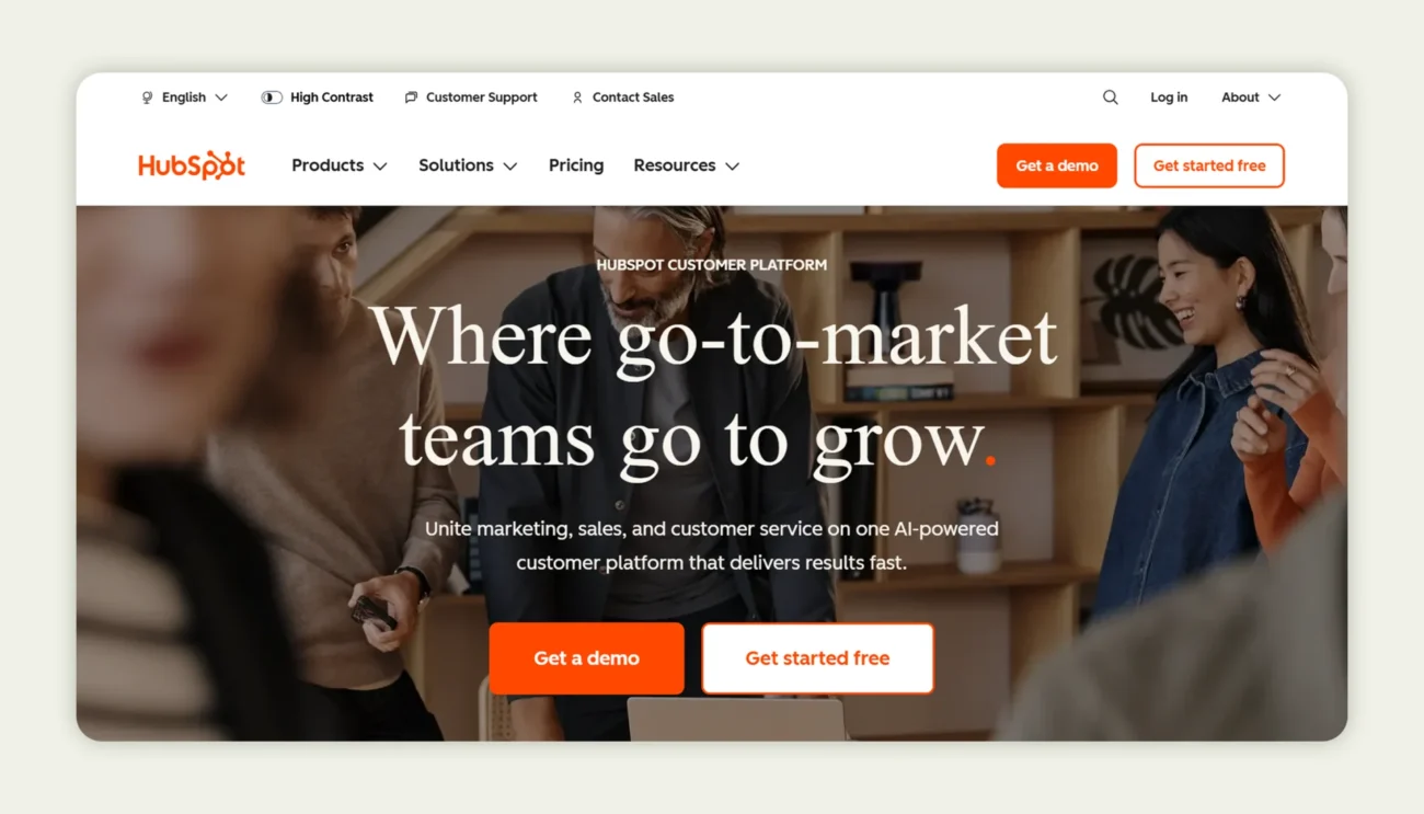 Hubspot homepage