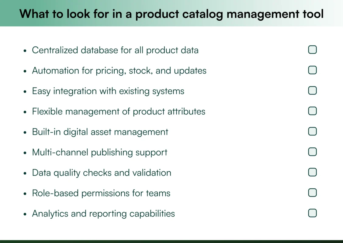 Key features to look for in product catalog management tools