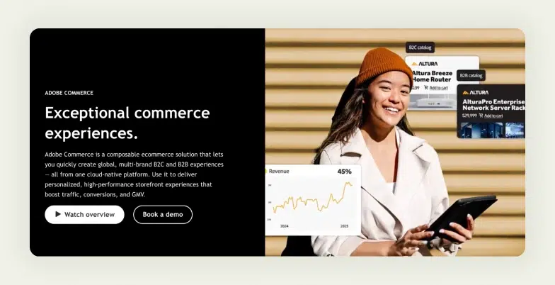 Magento/Adobe Commerce: A powerful enterprise platform with extensive customization for large businesses with dedicated development teams. Magento/Adobe Commerce: A powerful enterprise platform with extensive customization for large businesses with dedicated development teams.