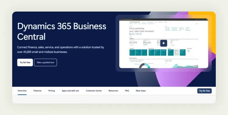 Microsoft Dynamics 365 Business Central cloud-based ERP solution for growing apparel businesses.