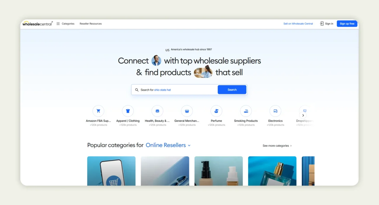 Screenshot of the home page of Wholesale Central Screenshot of the home page of Wholesale Central