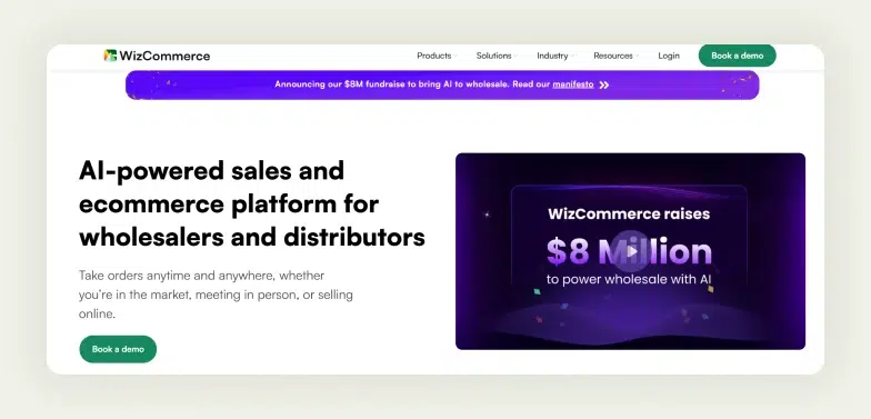 Screenshot of the home page of WizCommerce
