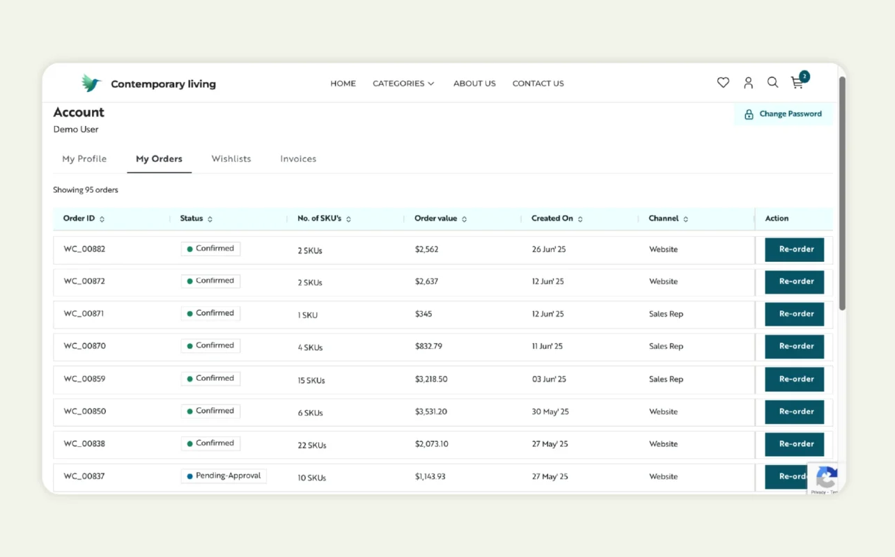 Seamless order history in WizCommerce
