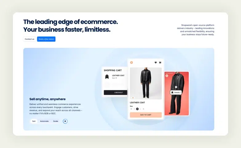 Shopware: A modular solution for businesses in the European market that are prepared to pay for advanced B2B features. Shopware A modular solution for businesses in the European market that are prepared to pay for advanced B2B features.