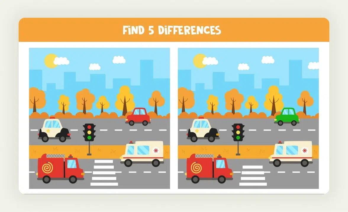 Side-by-side images displaying a spot-the-difference contest at a trade show booth