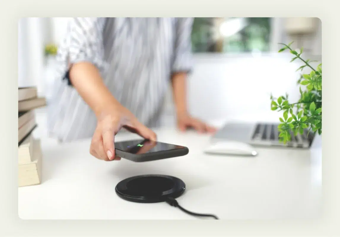 Sleek wireless charging pads with LED indicators branded for trade show giveaways