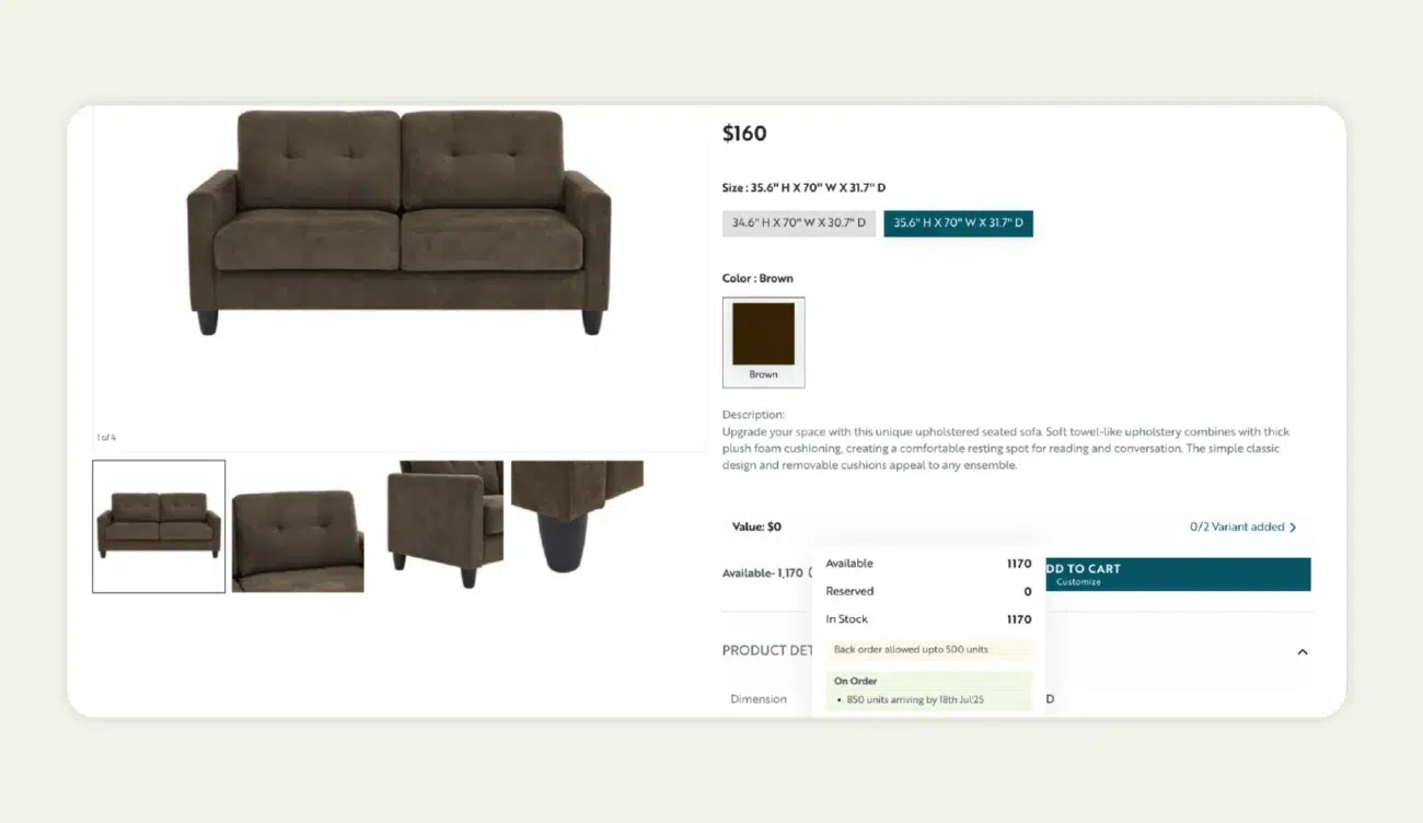Stock visibility in WizCommerce