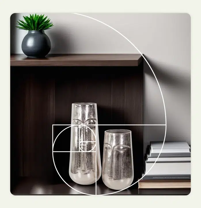 Two vases neatly arranged in accordance with the golden ratio
