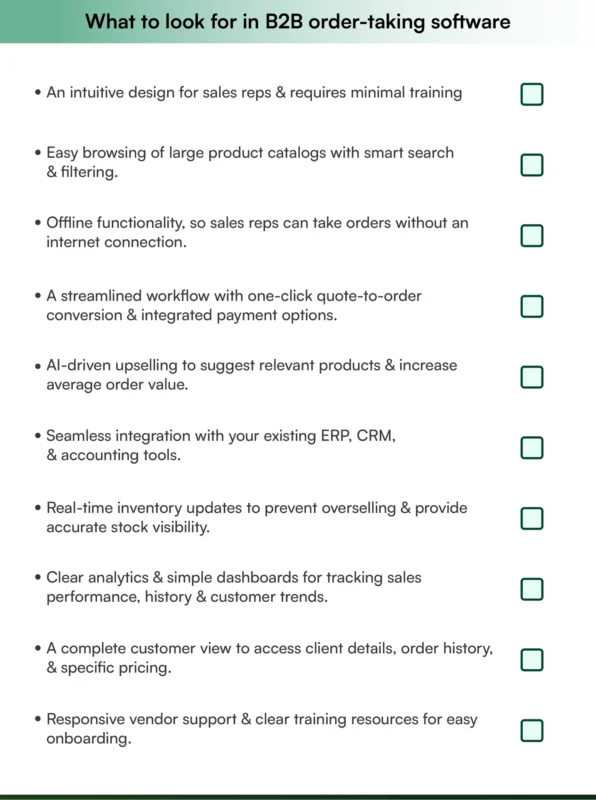 What to look for in B2B order-taking software—the complete checklist