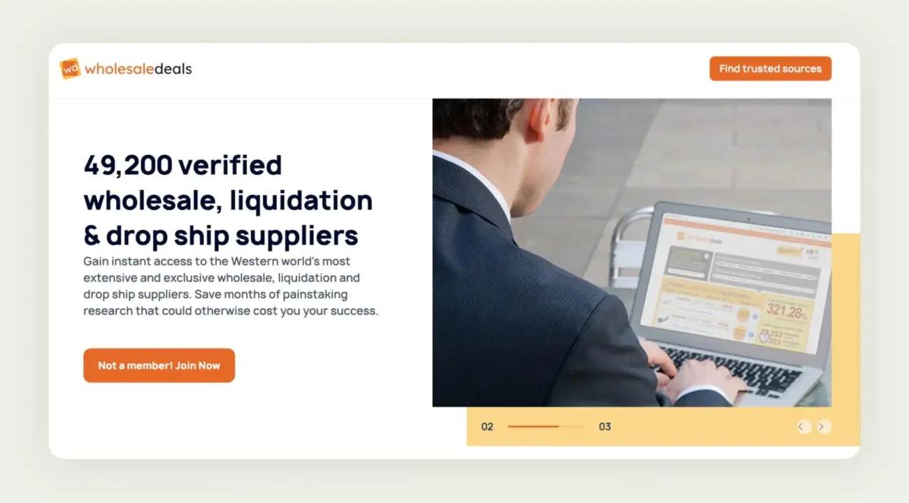 Wholesale Deals platform interface showing liquidation inventory and overstock product listings Wholesale Deals platform interface showing liquidation inventory and overstock product listings