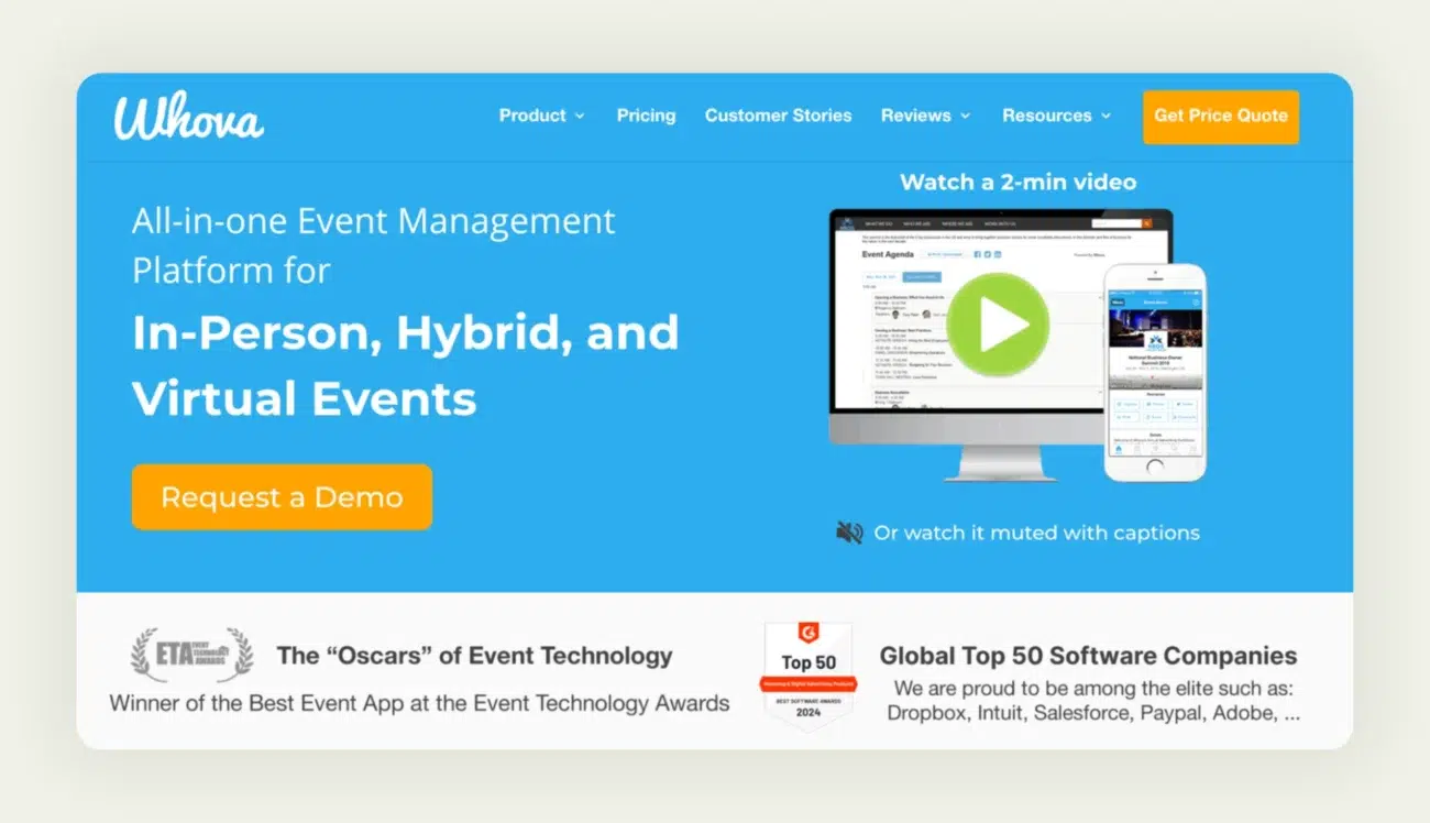 Whova homepage Whova homepage