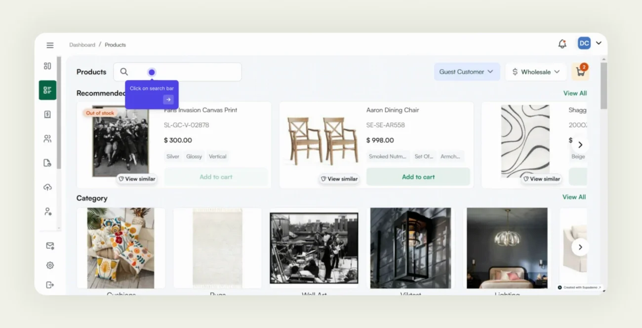 WizCommerce’s personalized B2B search in action WizCommerce’s personalized B2B search in action
