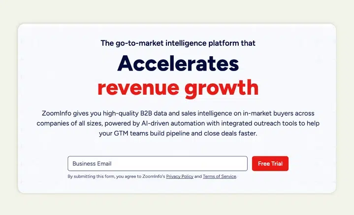 ZoomInfo is a B2B database and sales intelligence platform with intent data ZoomInfo is a B2B database and sales intelligence platform with intent data