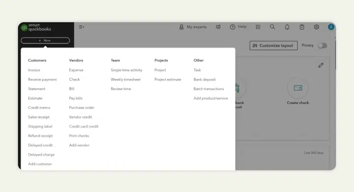 create new estimate in QuickBooks