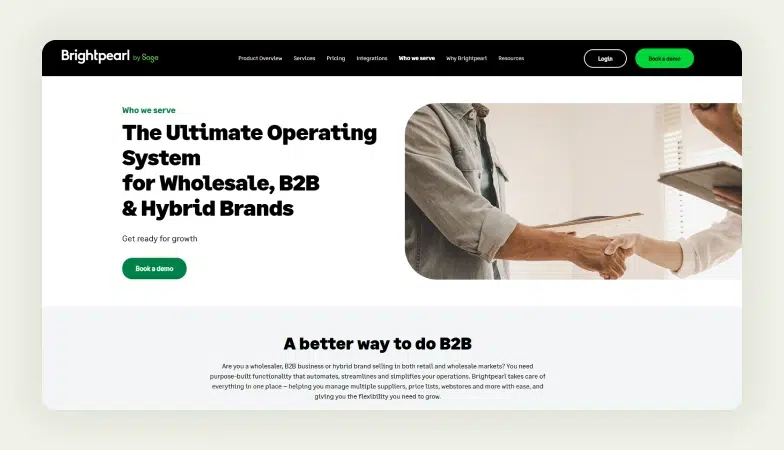 home page of Brightpearl