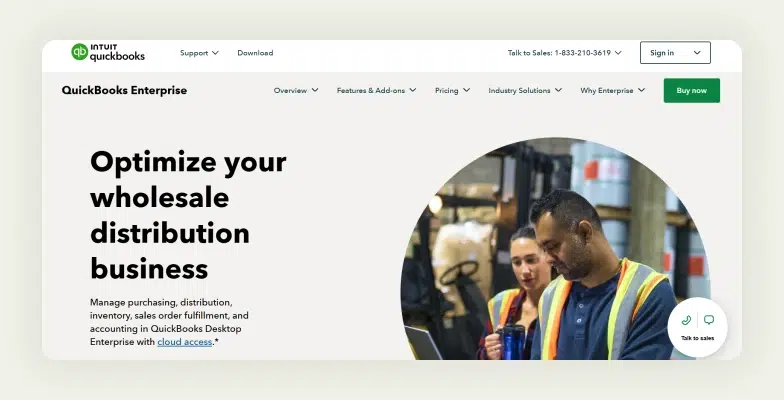 home page of QuickBooks Enterprise